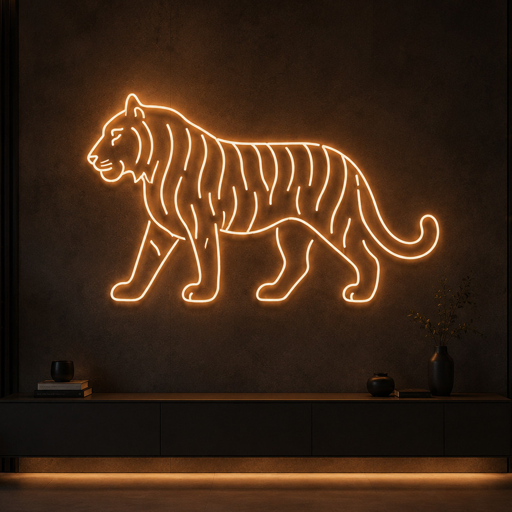 Kaplan Silüeti Tasarımlı Neon LED Tabela