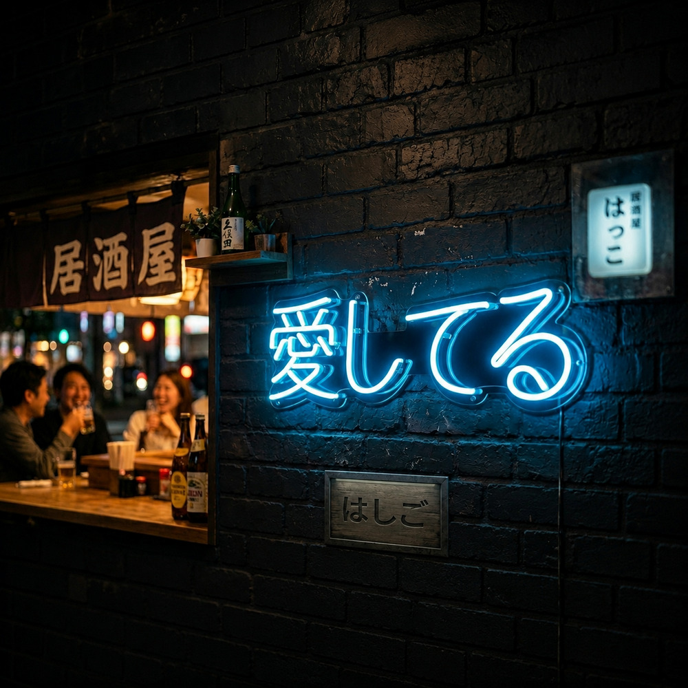 Japonca Kanji Neon LED Tabela - Dikey Modern Dekorasyon