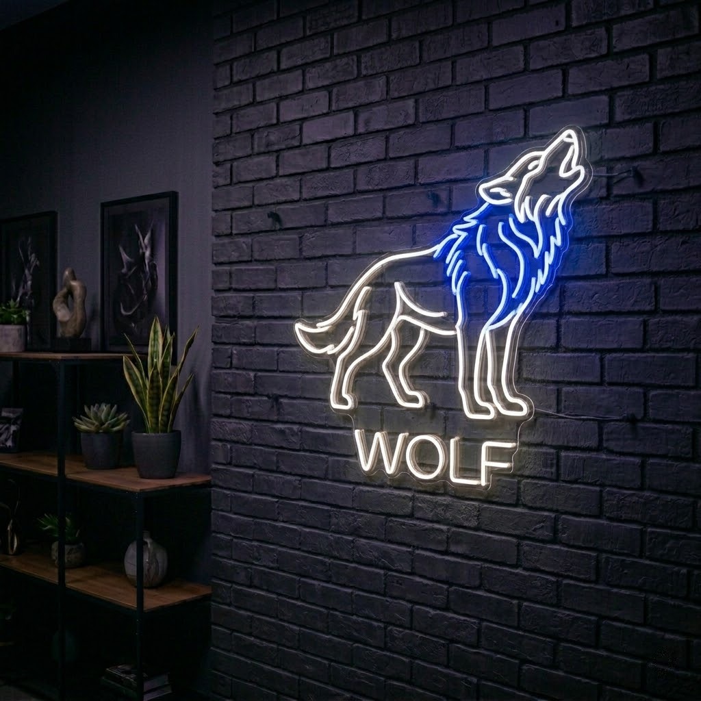 Kurt Figürlü ve Yazılı Neon LED Tabela