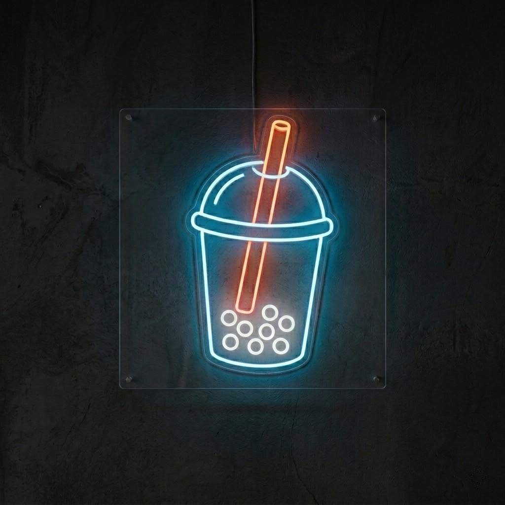 Bubble Tea Tasarımlı Premium Neon LED Tabela
