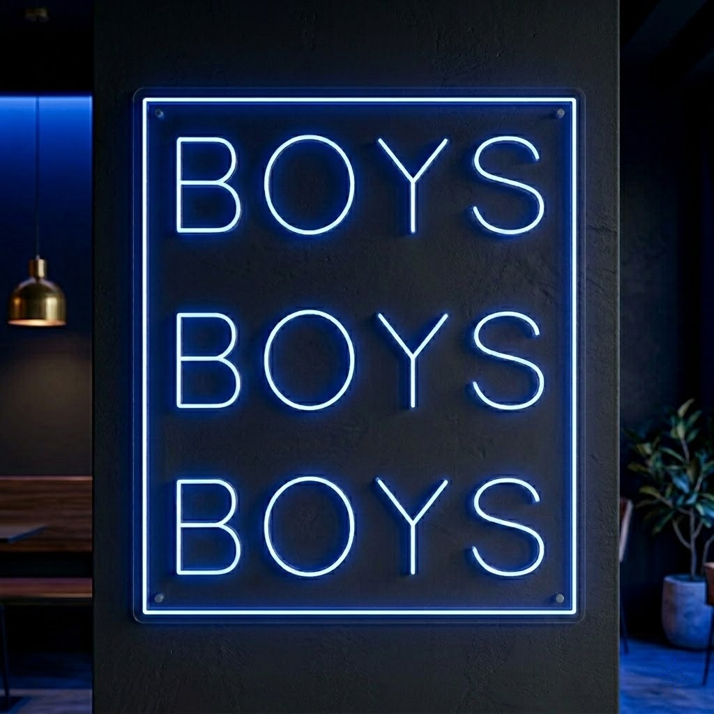 Boys Boys Boys Yazılı Premium Neon LED Tabela - Man Cave Dekoru