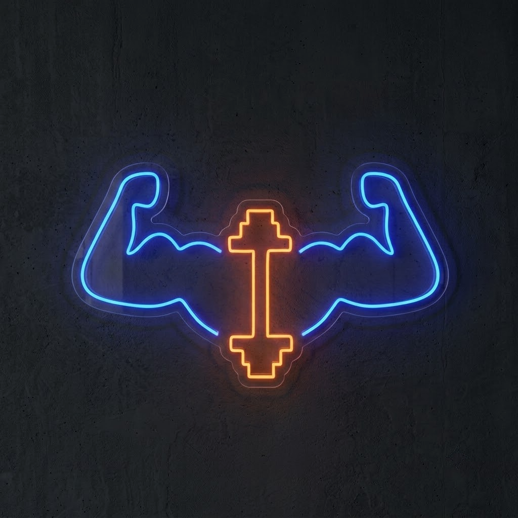 Dambıl ve Kaslı Kol Figürlü Spor/Fitness Neon LED Tabela