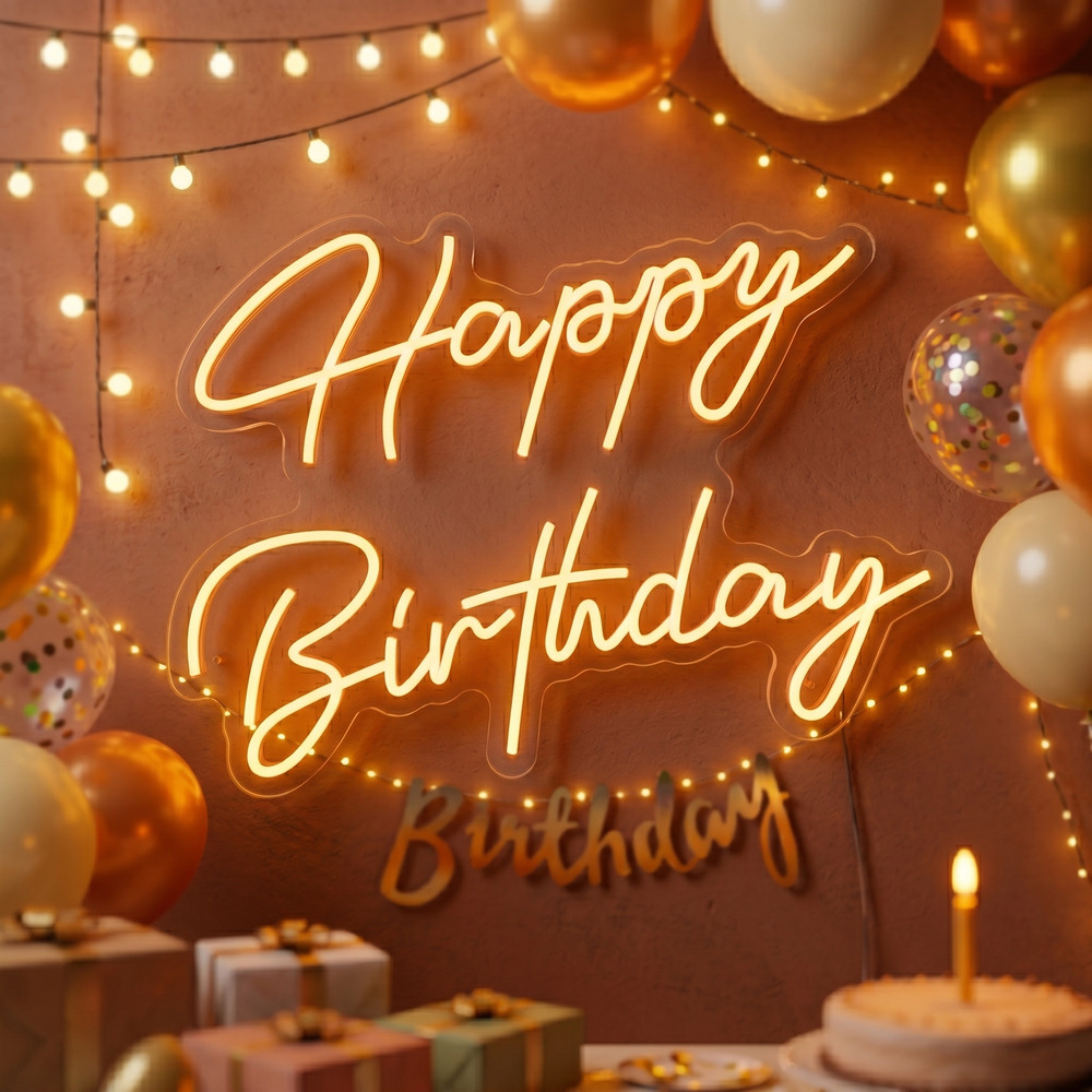 Happy Birthday Neon LED Tabela - Doğum Günü Partisi Dekoru
