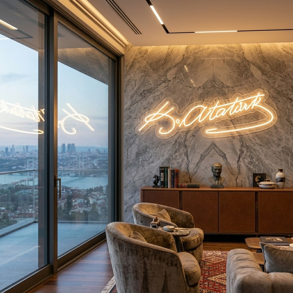 Atatürk İmzası Neon LED Tabela