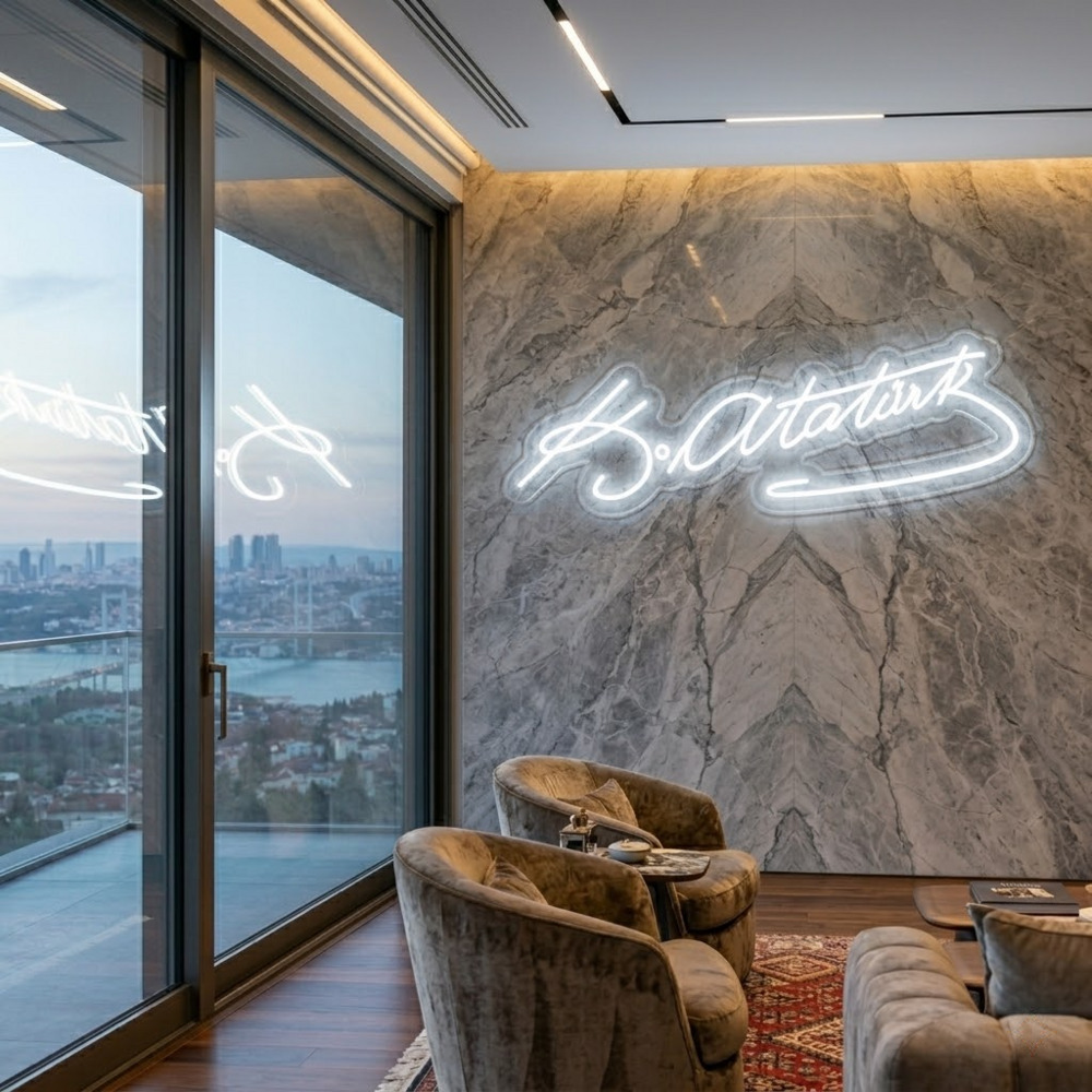 Atatürk İmzası Neon LED Tabela