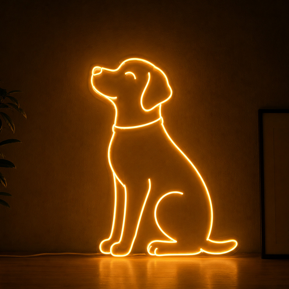 Köpek Silüeti Tasarımlı Neon LED Tabela