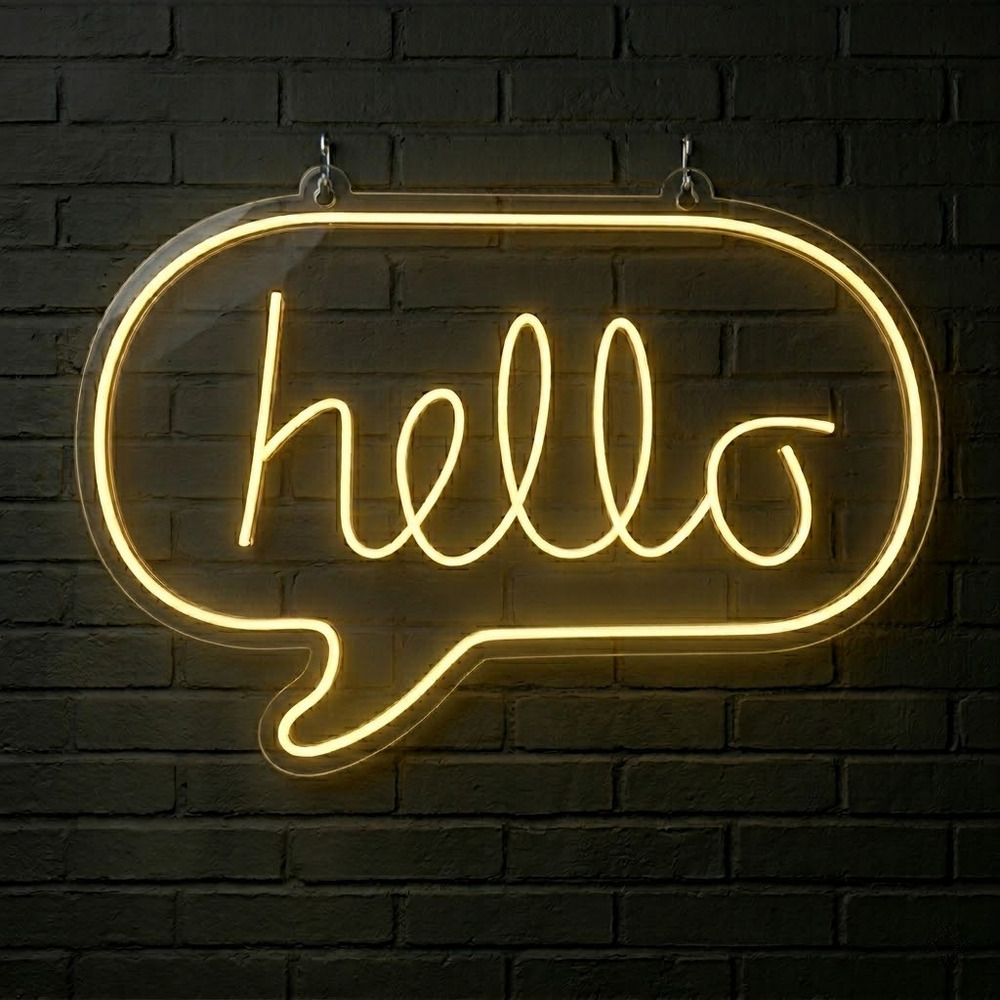 Hello Konuşma Balonu Neon LED Tabela