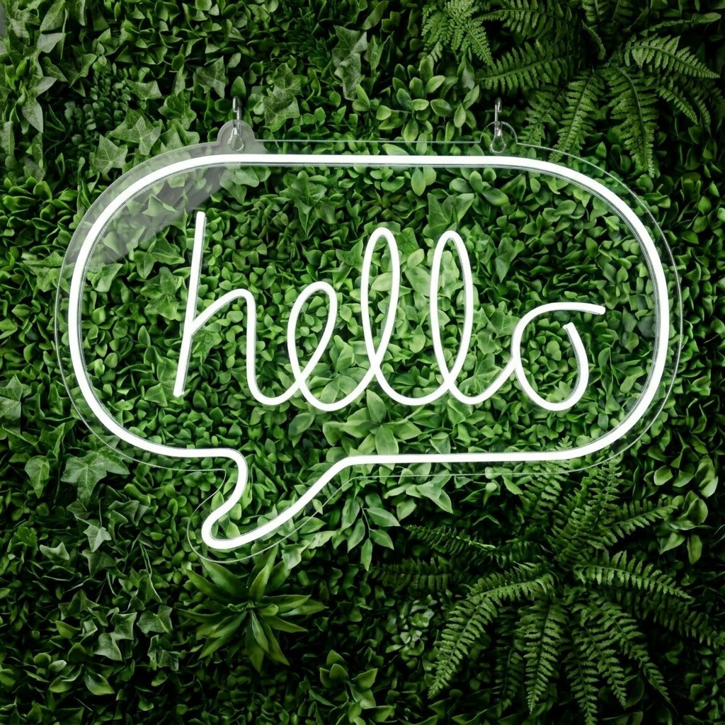 Hello Konuşma Balonu Neon LED Tabela