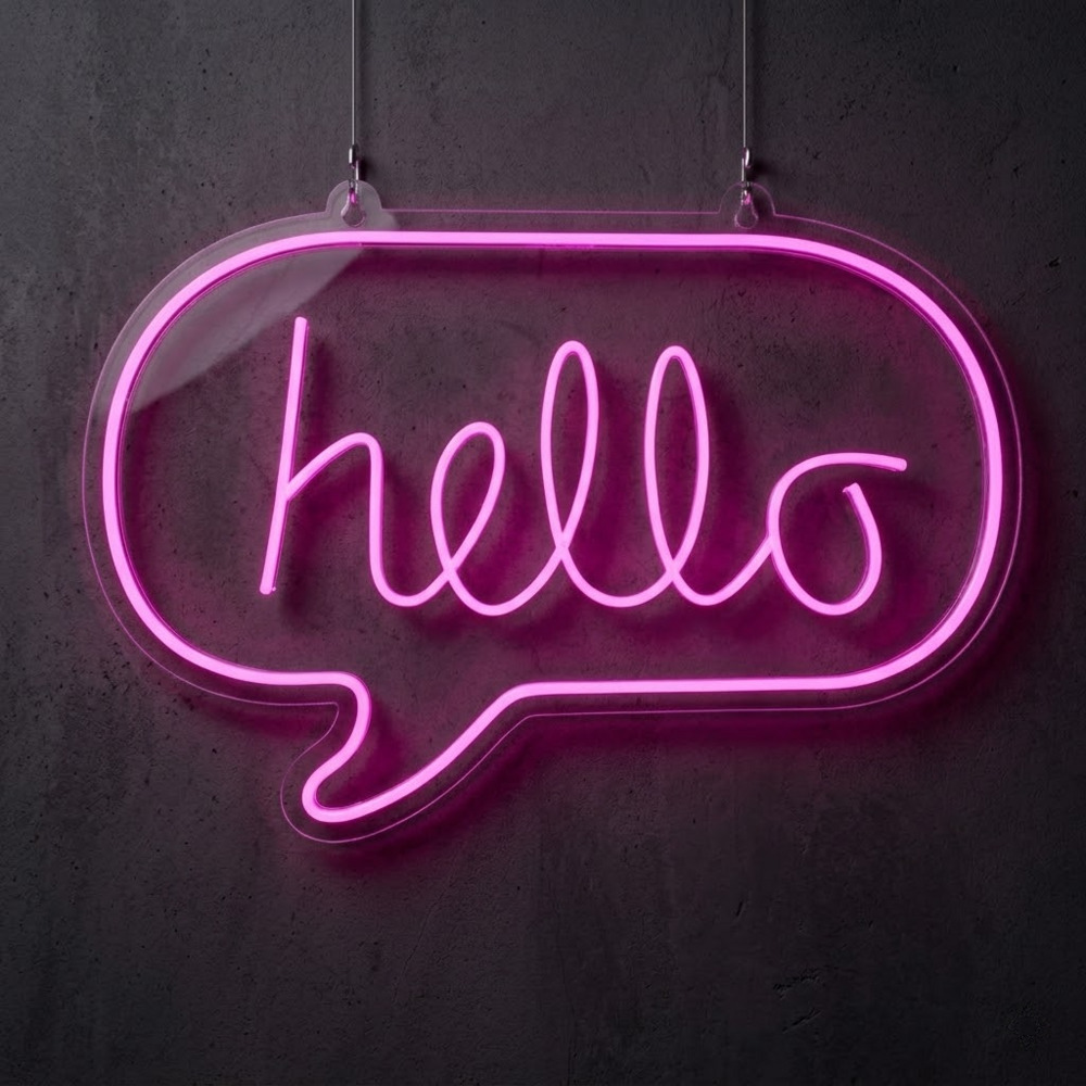 Hello Konuşma Balonu Neon LED Tabela
