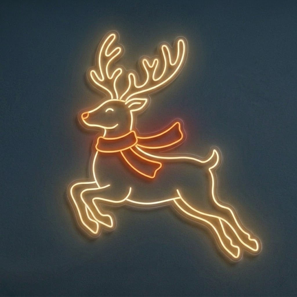 Geyik Figürlü Neon LED Tabela